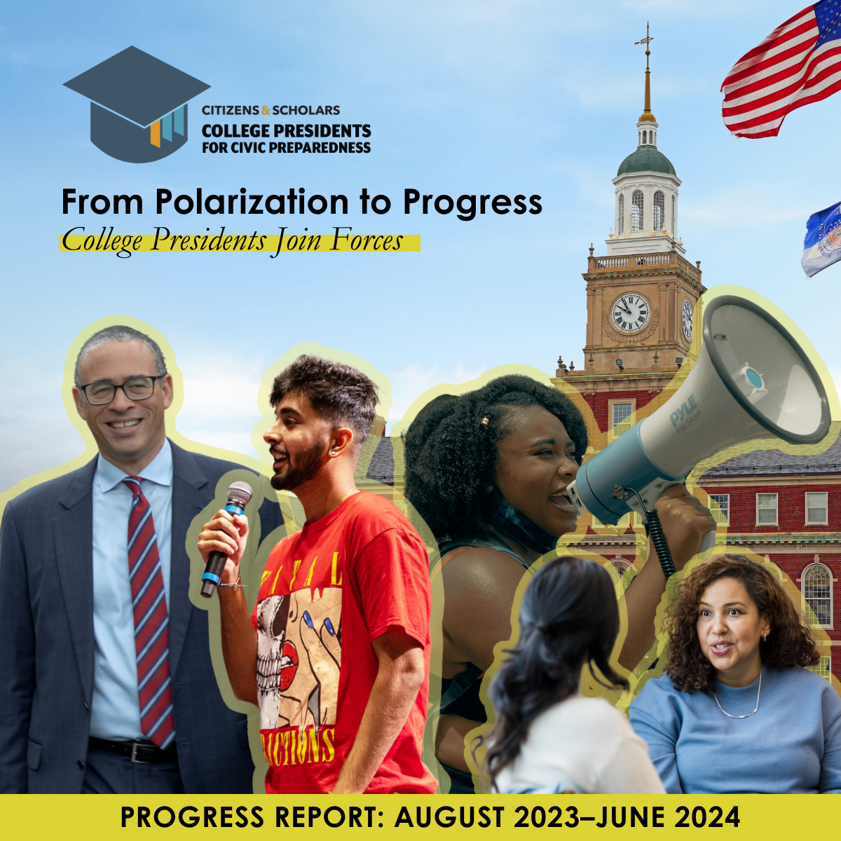 Cover for 2024 College Presidents for Civic Preparedness Progress Report